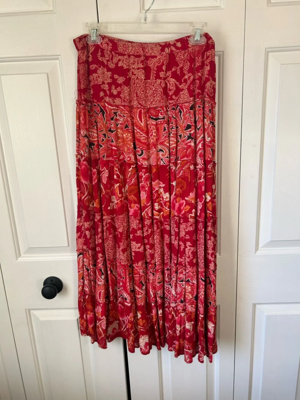 Coldwater Creek Red Paisley Floral Midi Skirt - Picture 2 of 3